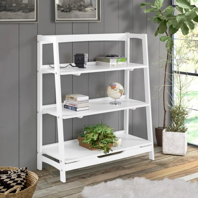 Camaflexi Mid-Century Modern White Wood 3 -Shelf Ladder Bookcase ( 36-Inches W x 43.5-Inches H x 14.875-Inches D ) Finished - Image 2