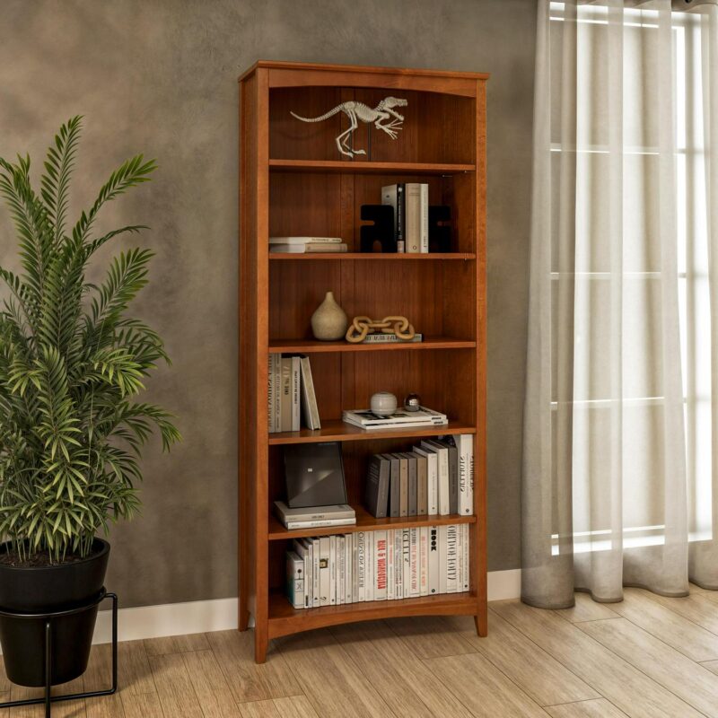 Camaflexi Shaker Style Cherry Wood 6 -Shelf Bookcase ( 30-in W x 72-in H x 13-in D ) Painted - Image 9