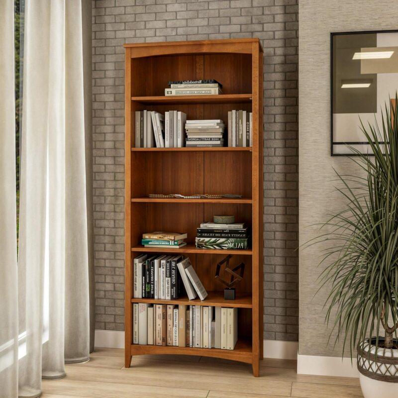 Camaflexi Shaker Style Cherry Wood 6 -Shelf Bookcase ( 30-in W x 72-in H x 13-in D ) Painted