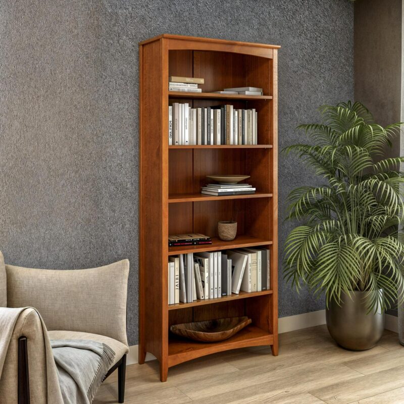 Camaflexi Shaker Style Cherry Wood 6 -Shelf Bookcase ( 30-in W x 72-in H x 13-in D ) Painted - Image 10