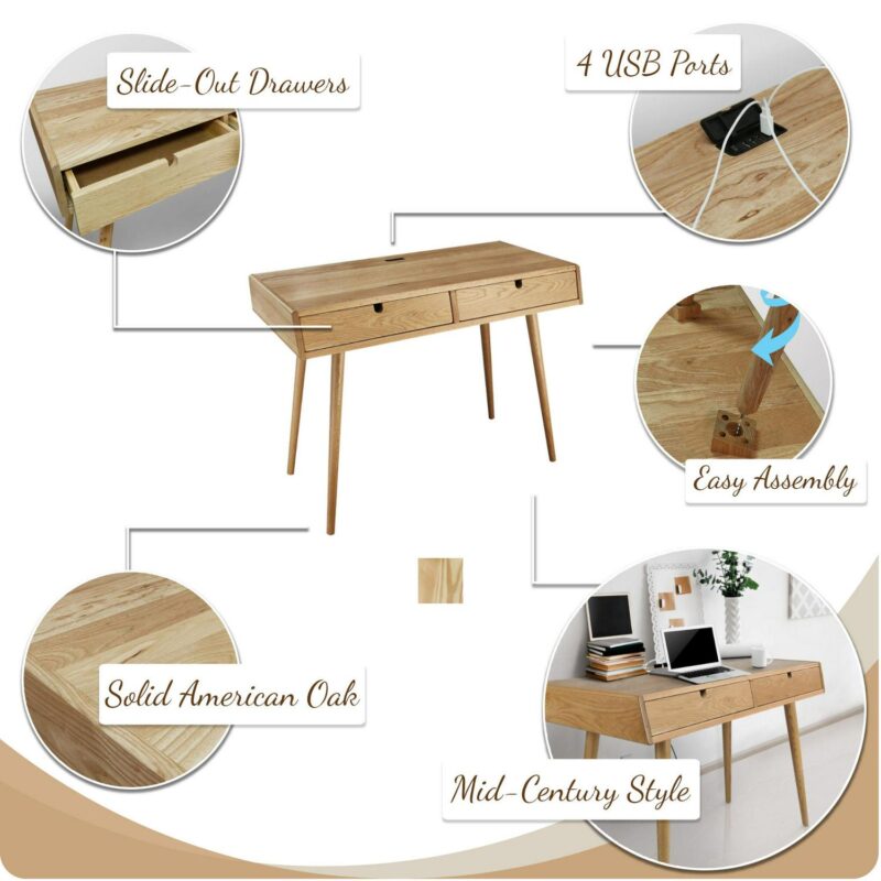 Casual Home Freedom 40-Inches Brown Modern/Contemporary Oak Computer desk - Image 11