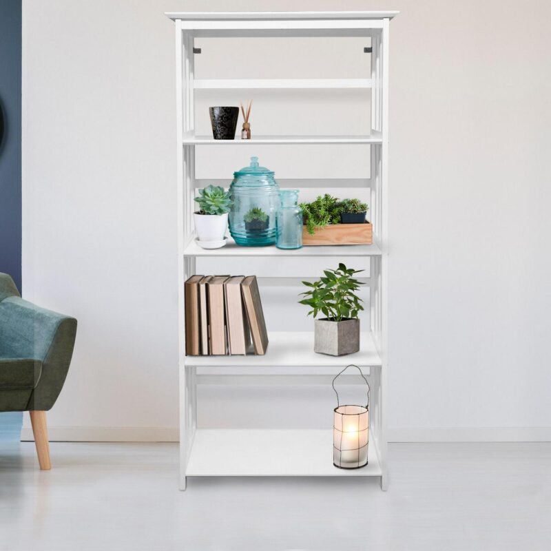Casual Home Mission White Wood 4 -Shelf Bookcase ( 29.5-Inches W x 63-Inches H x 11.75-Inches D ) Stained - Image 8
