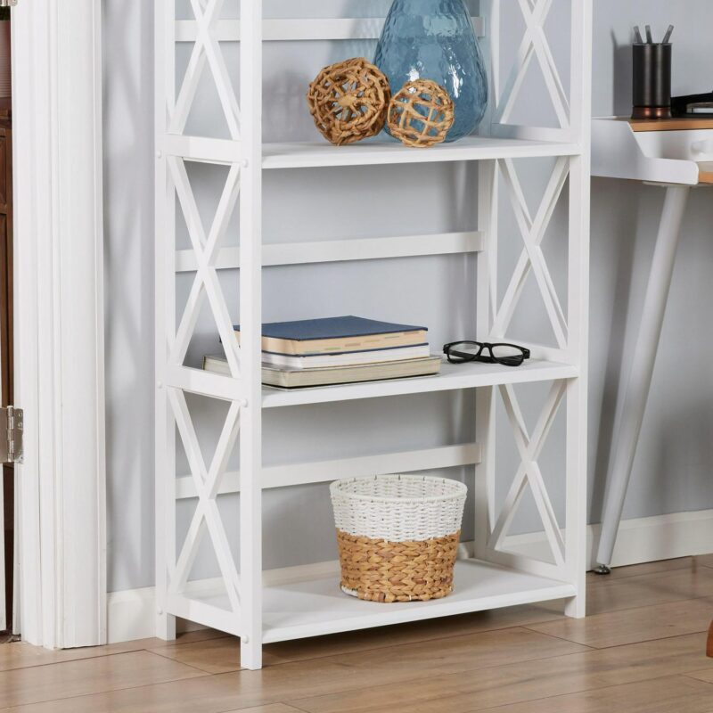 Casual Home Montego White Wood 4 -Shelf Bookcase ( 29.5-Inches W x 63-Inches H x 11.75-Inches D ) Stained - Image 9