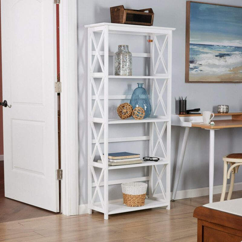Casual Home Montego White Wood 4 -Shelf Bookcase ( 29.5-Inches W x 63-Inches H x 11.75-Inches D ) Stained - Image 6