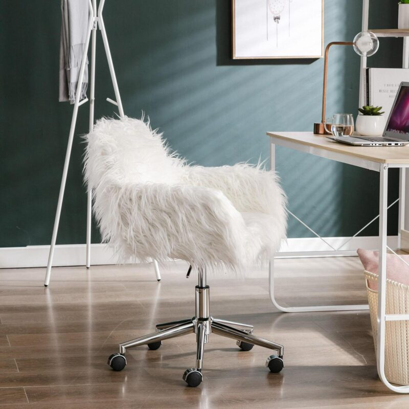 Clihome makeup vanity Chair Modern White Swivel Corner Chair - Image 3