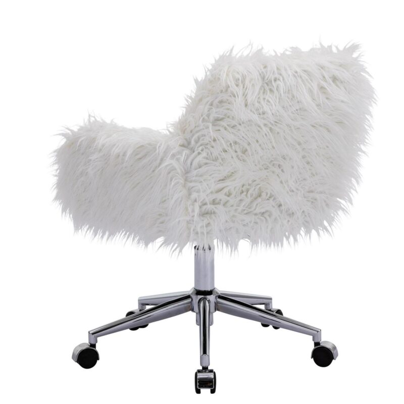 Clihome makeup vanity Chair Modern White Swivel Corner Chair - Image 4