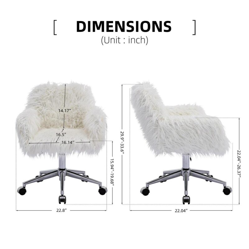 Clihome makeup vanity Chair Modern White Swivel Corner Chair - Image 8