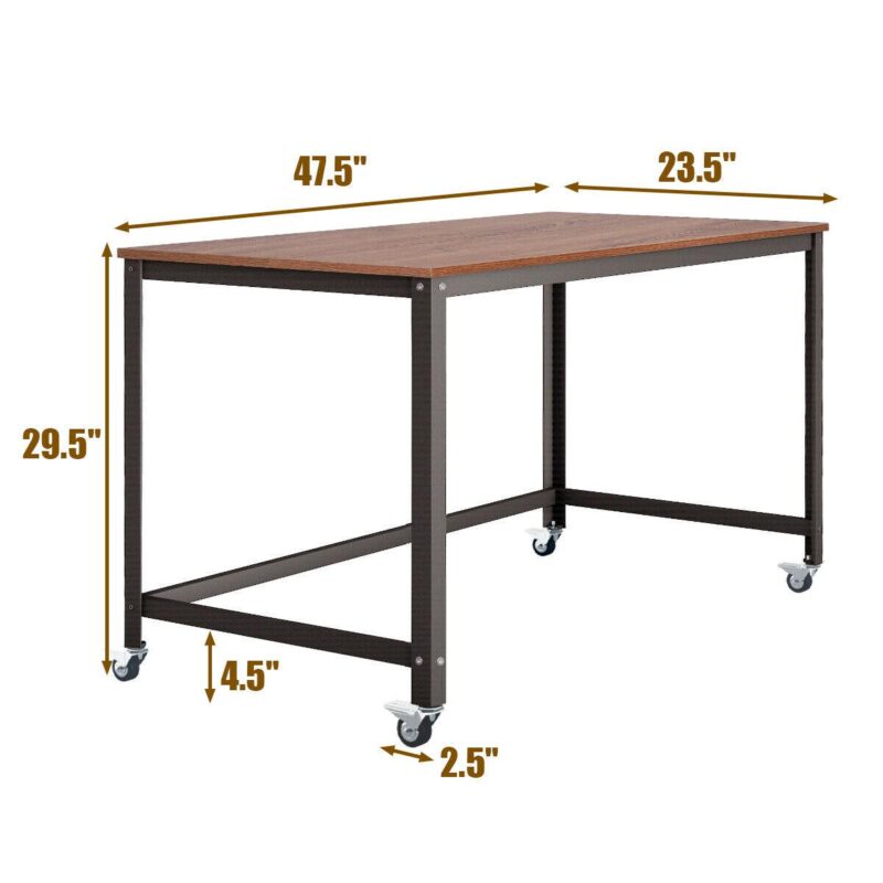 Costway 23.5-Inches Brown Modern/Contemporary Computer desk - Image 2