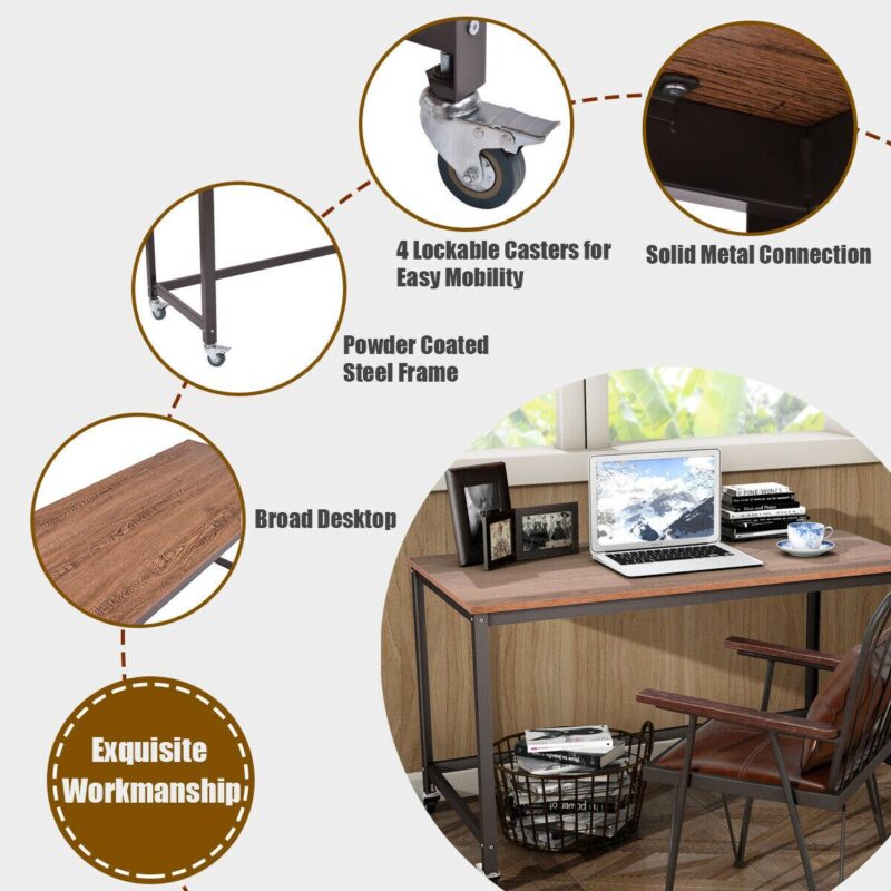 Costway 23.5-Inches Brown Modern/Contemporary Computer desk - Image 5