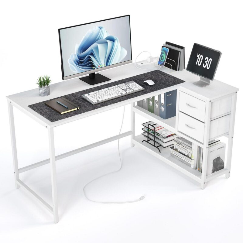 Crestlive Products 55.12-in White Modern/Contemporary Computer desk
