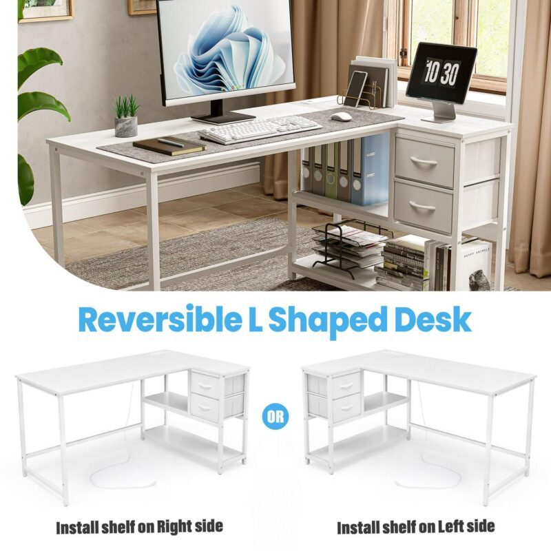 Crestlive Products 55.12-in White Modern/Contemporary Computer desk - Image 5