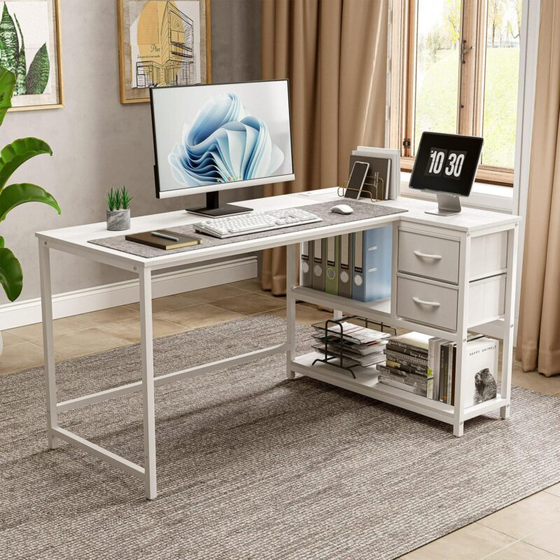 Crestlive Products 55.12-in White Modern/Contemporary Computer desk - Image 2