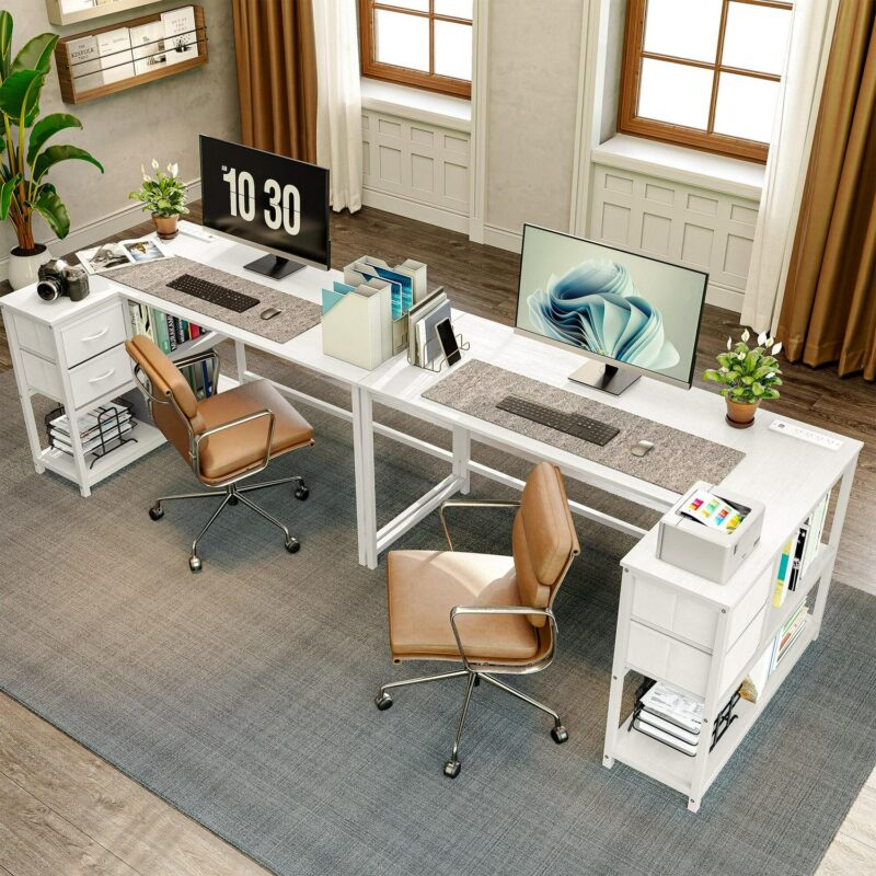 Crestlive Products 55.12-in White Modern/Contemporary Computer desk - Image 8
