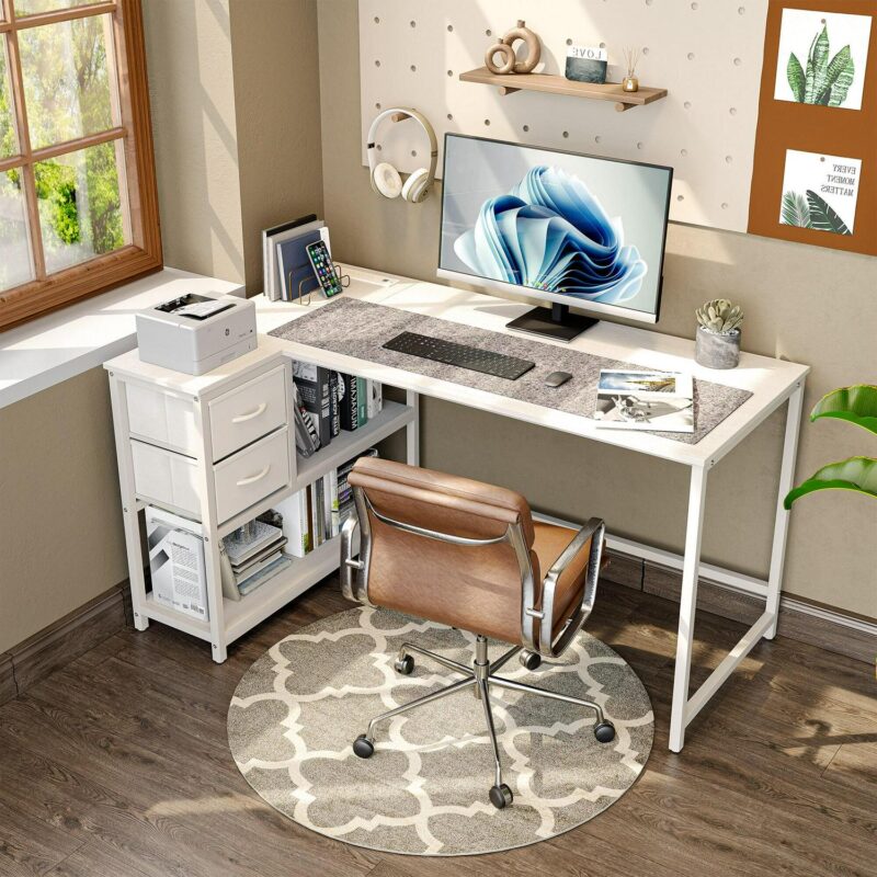 Crestlive Products 55.12-in White Modern/Contemporary Computer desk - Image 7