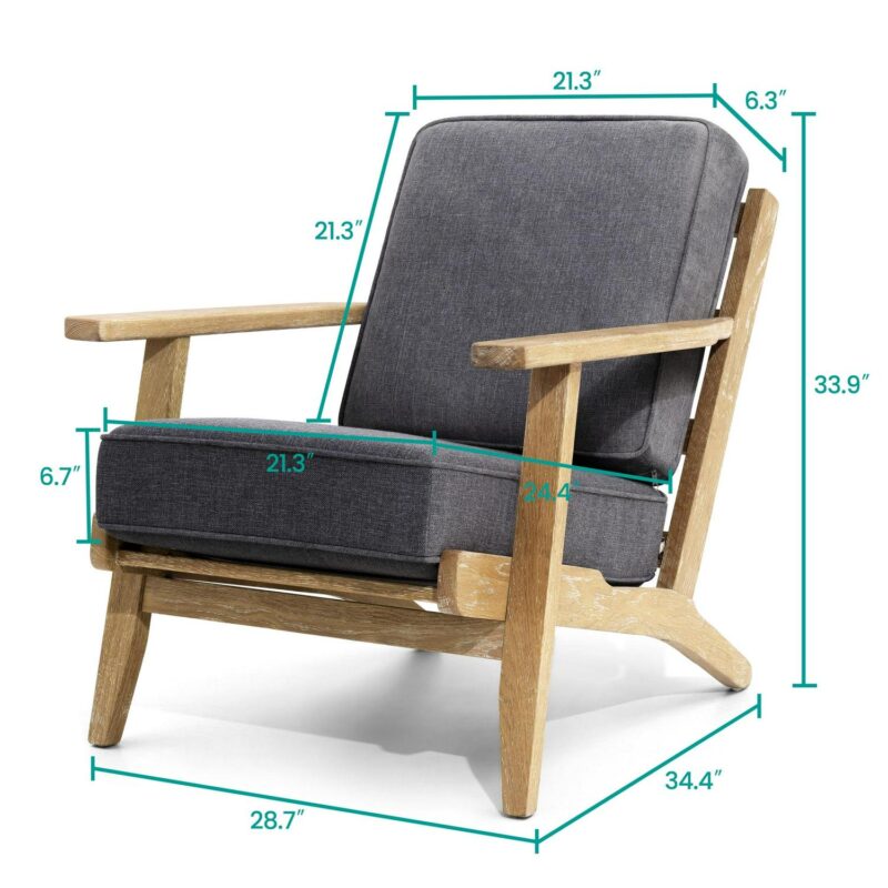 Crestlive Products Casual Gray Burlap Accent Chair - Image 3