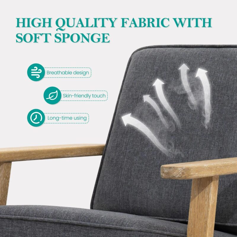 Crestlive Products Casual Gray Burlap Accent Chair - Image 7