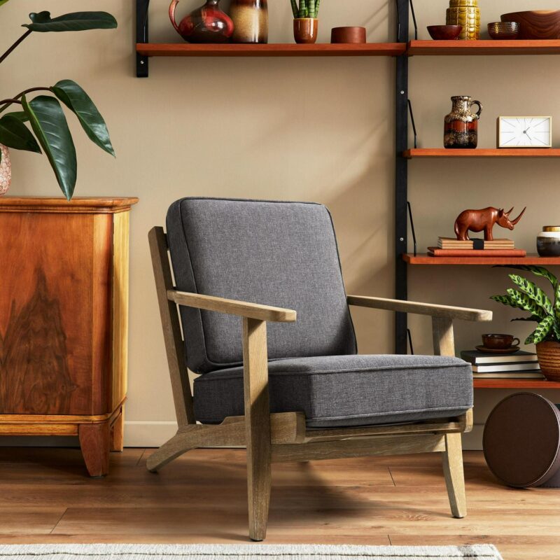 Crestlive Products Casual Gray Burlap Accent Chair - Image 2