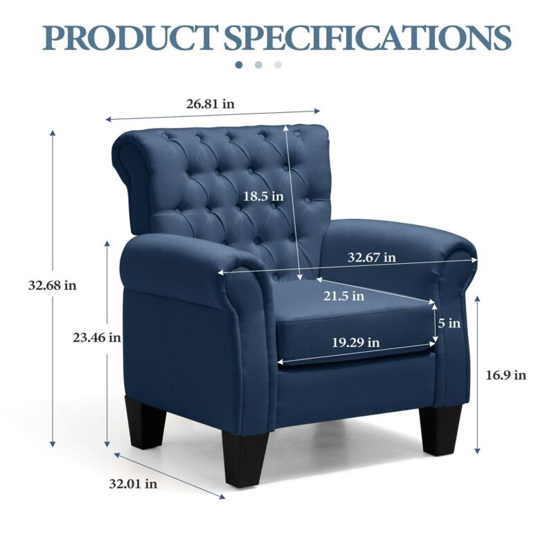 Crestlive Products Casual Blue Burlap Accent Chair - Image 2