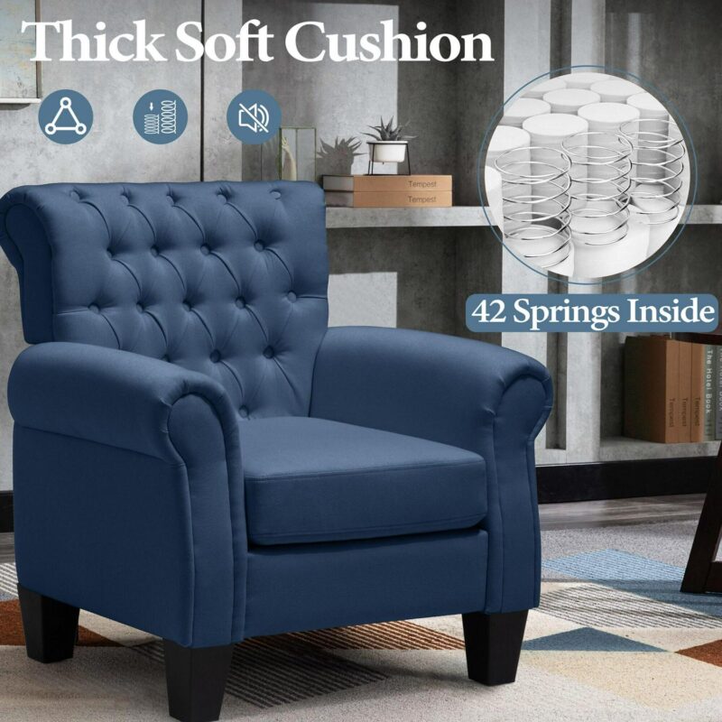Crestlive Products Casual Blue Burlap Accent Chair - Image 4