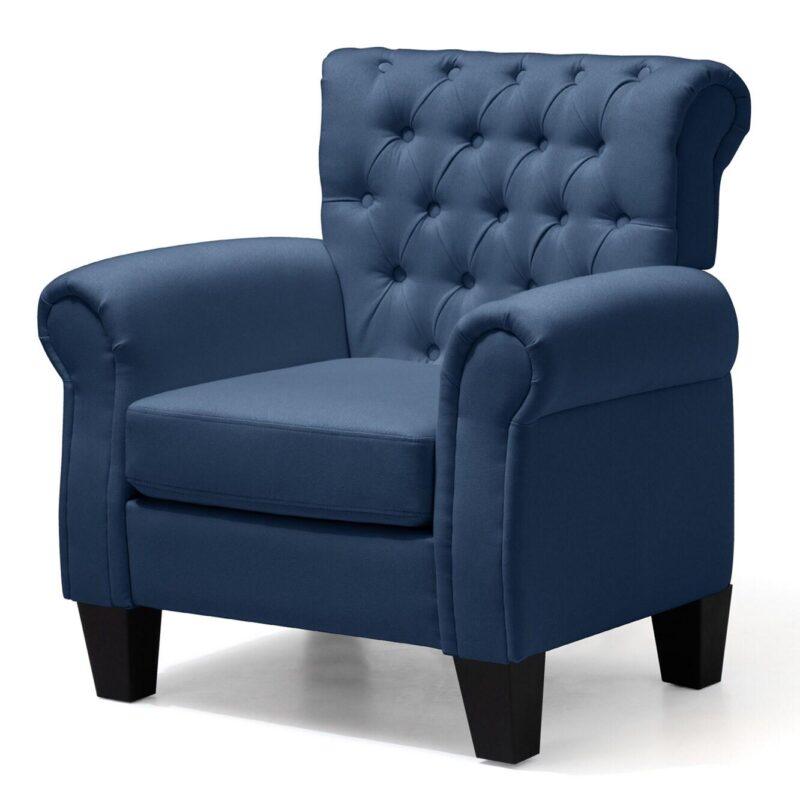 Crestlive Products Casual Blue Burlap Accent Chair
