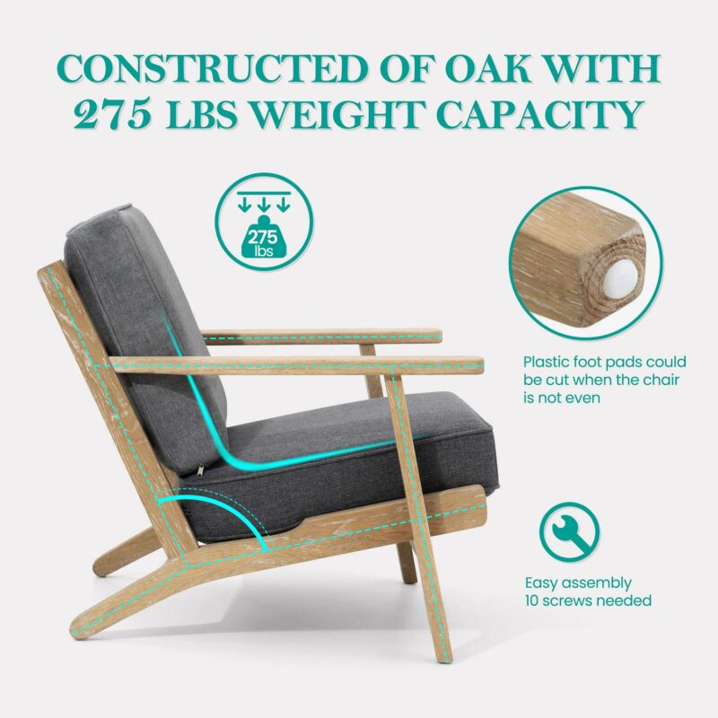 Crestlive Products Casual Gray Burlap Accent Chair - Image 4