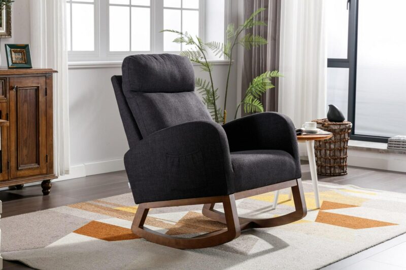 Damerin Modern Black Rocking Chair - Image 6