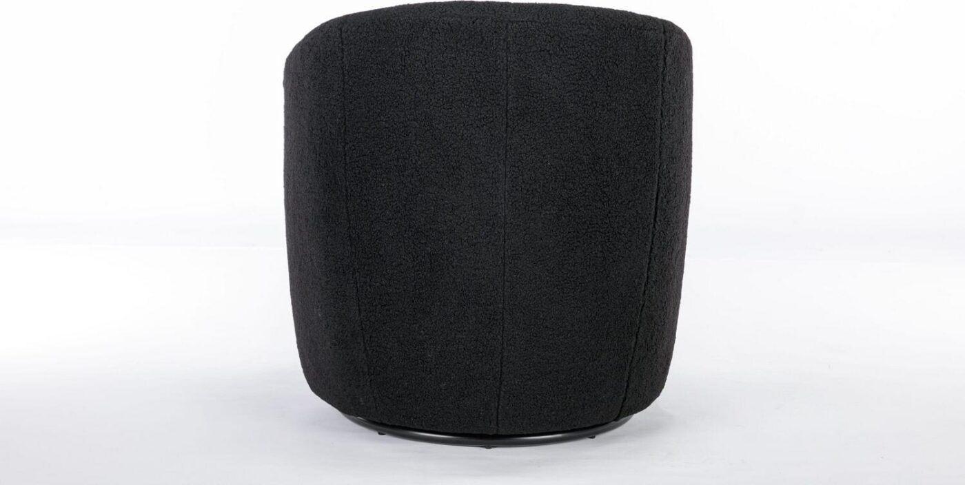 Damerin Modern Black Wool Swivel Barrel Chair - Image 3