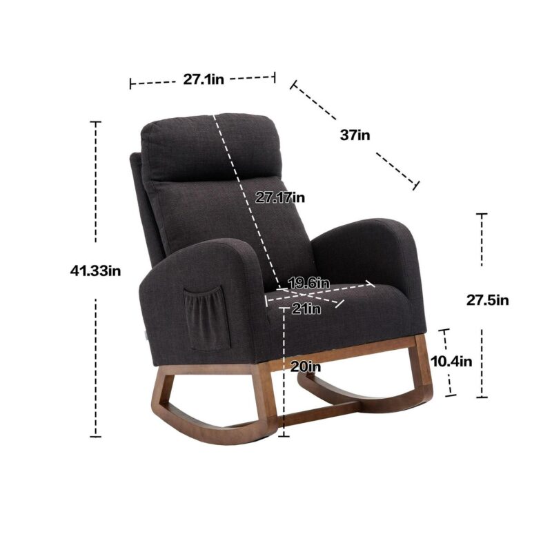 Damerin Modern Black Rocking Chair - Image 5