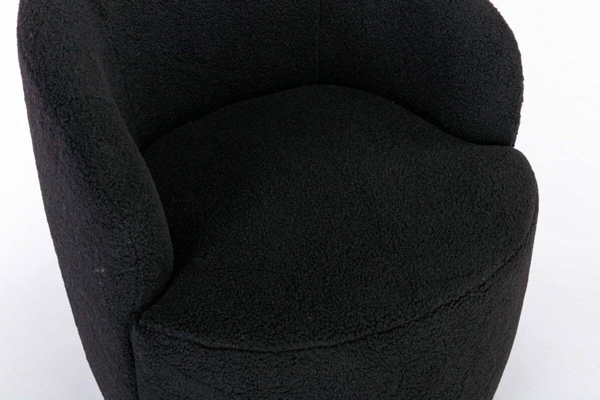 Damerin Modern Black Wool Swivel Barrel Chair - Image 10