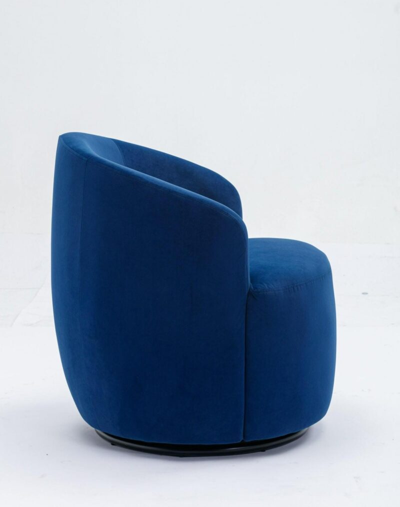 Damerin Modern Blue Velvet Swivel Barrel Chair - Image 4
