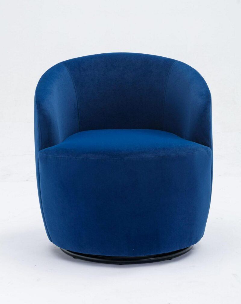 Damerin Modern Blue Velvet Swivel Barrel Chair