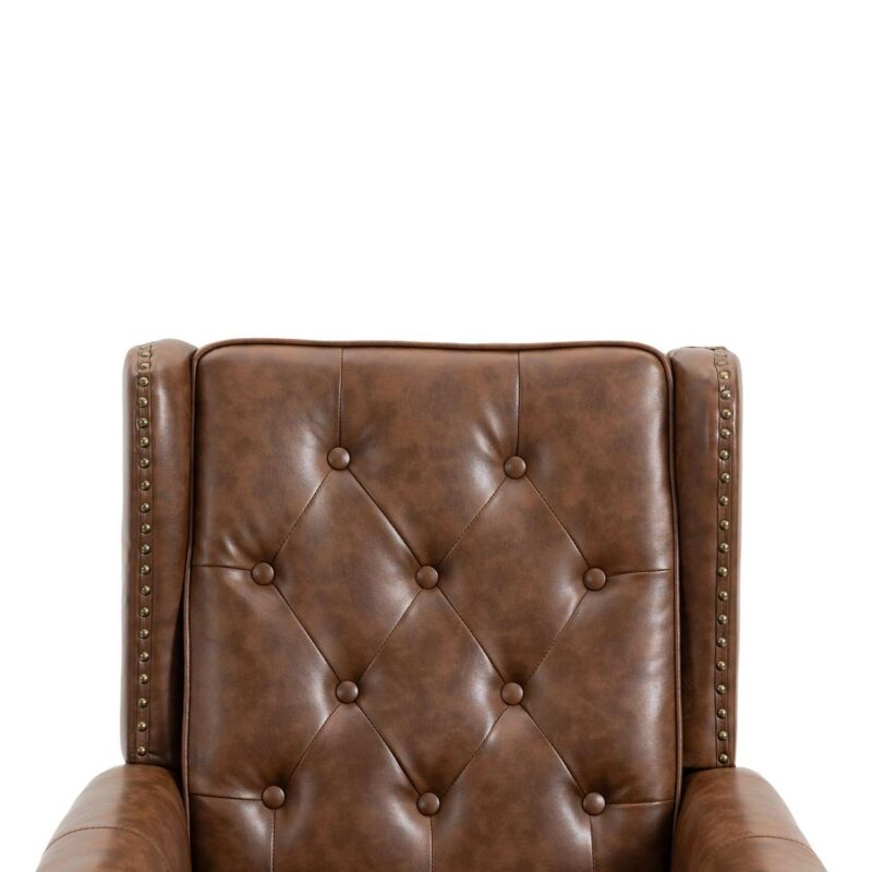 Damerin Modern Brown Faux leather Accent Chair - Image 13