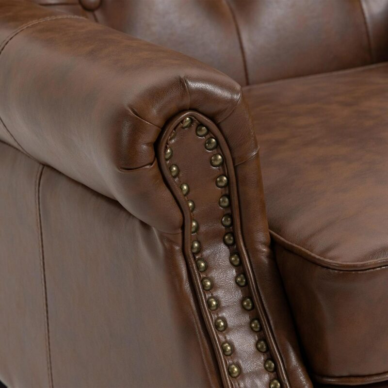 Damerin Modern Brown Faux leather Accent Chair - Image 8