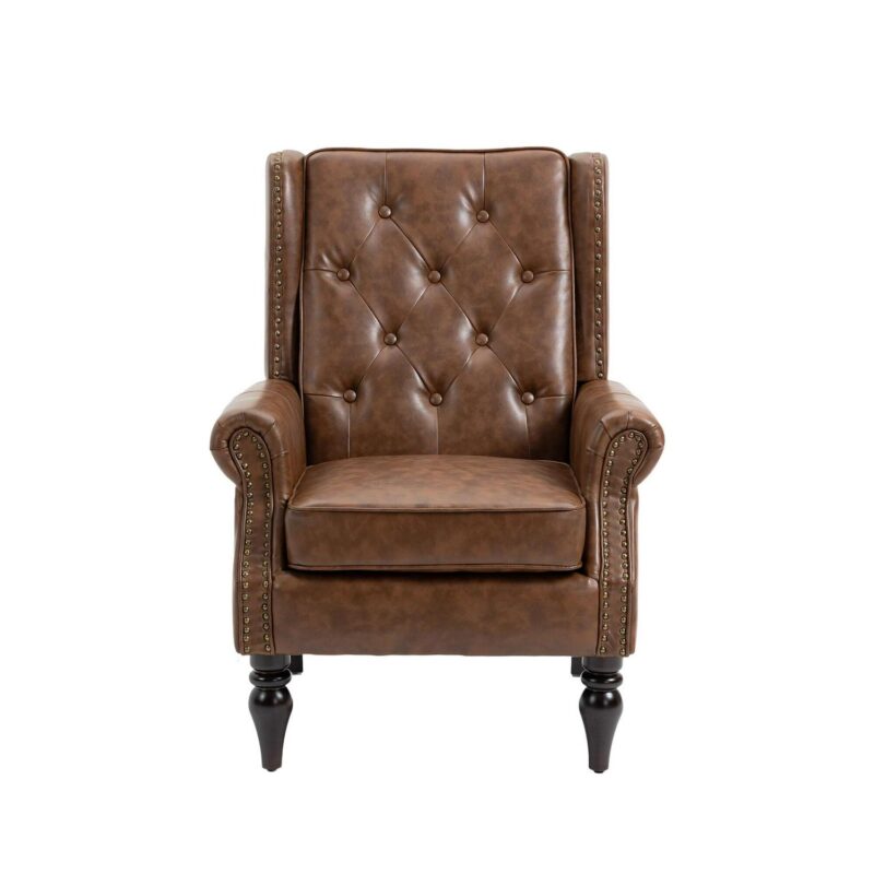 Damerin Modern Brown Faux leather Accent Chair - Image 2