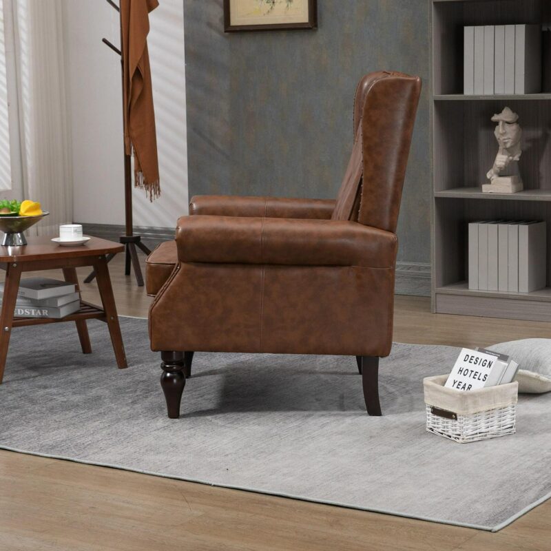 Damerin Modern Brown Faux leather Accent Chair - Image 12