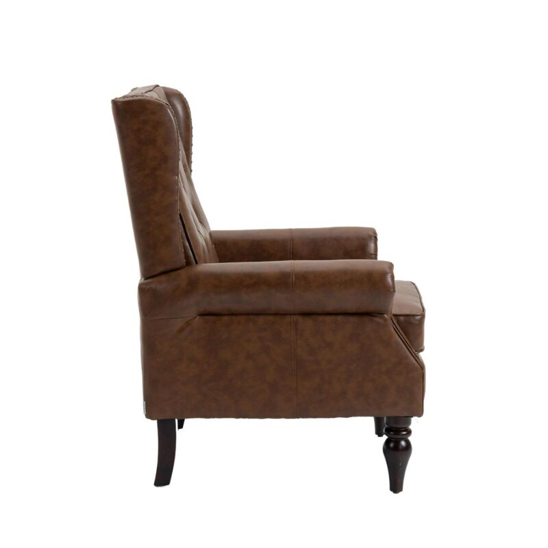 Damerin Modern Brown Faux leather Accent Chair - Image 4