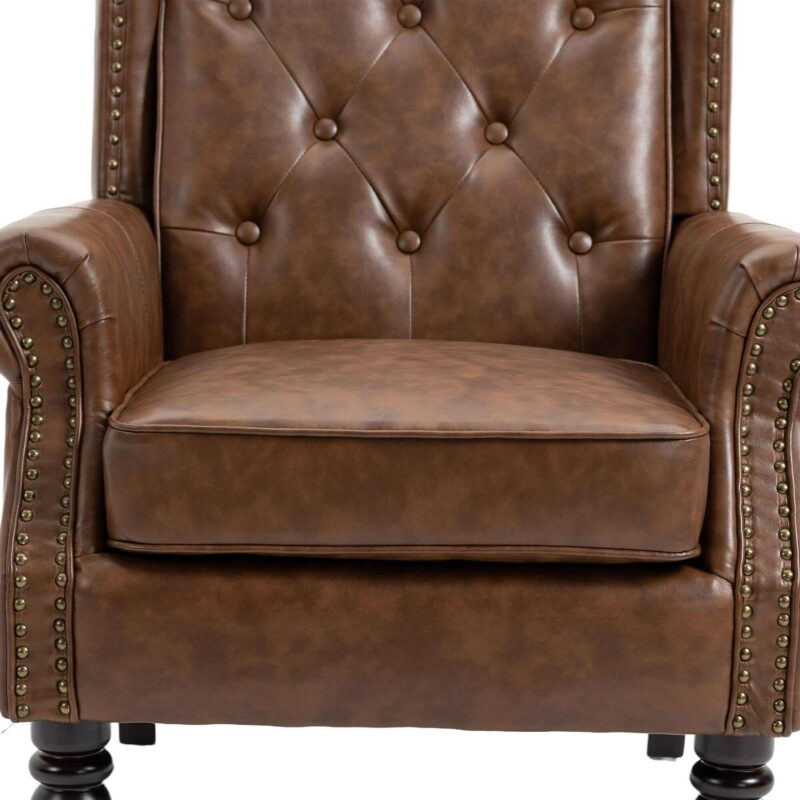 Damerin Modern Brown Faux leather Accent Chair - Image 9