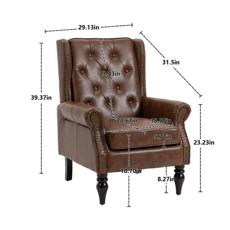Damerin Modern Brown Faux leather Accent Chair - Image 3