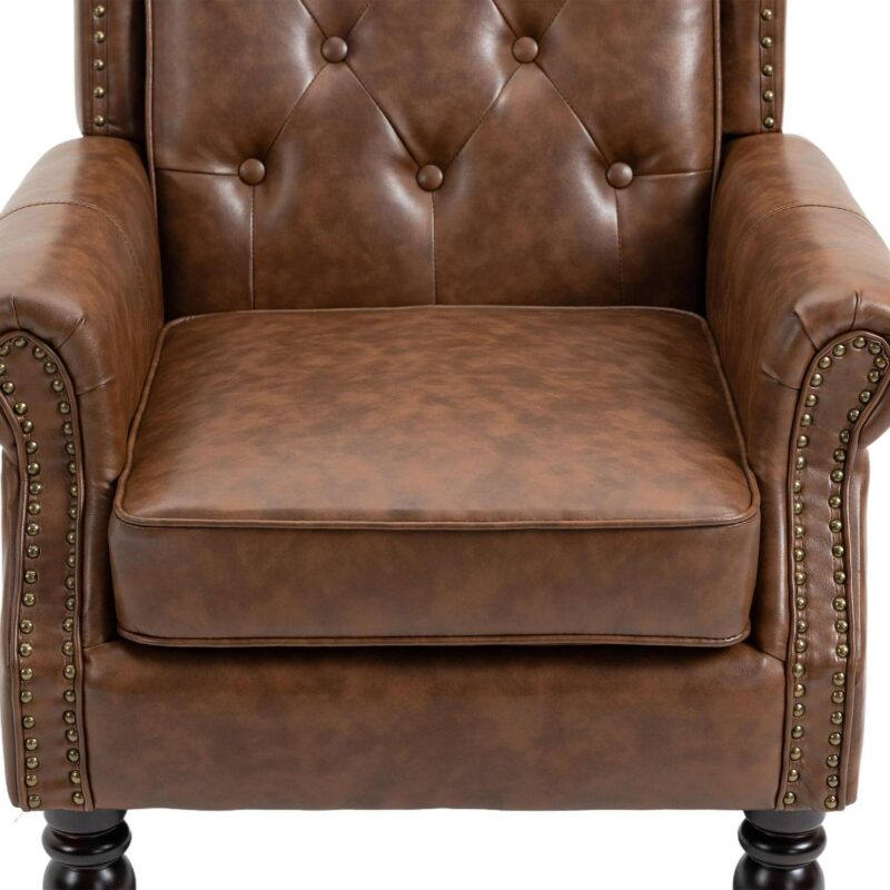 Damerin Modern Brown Faux leather Accent Chair - Image 14