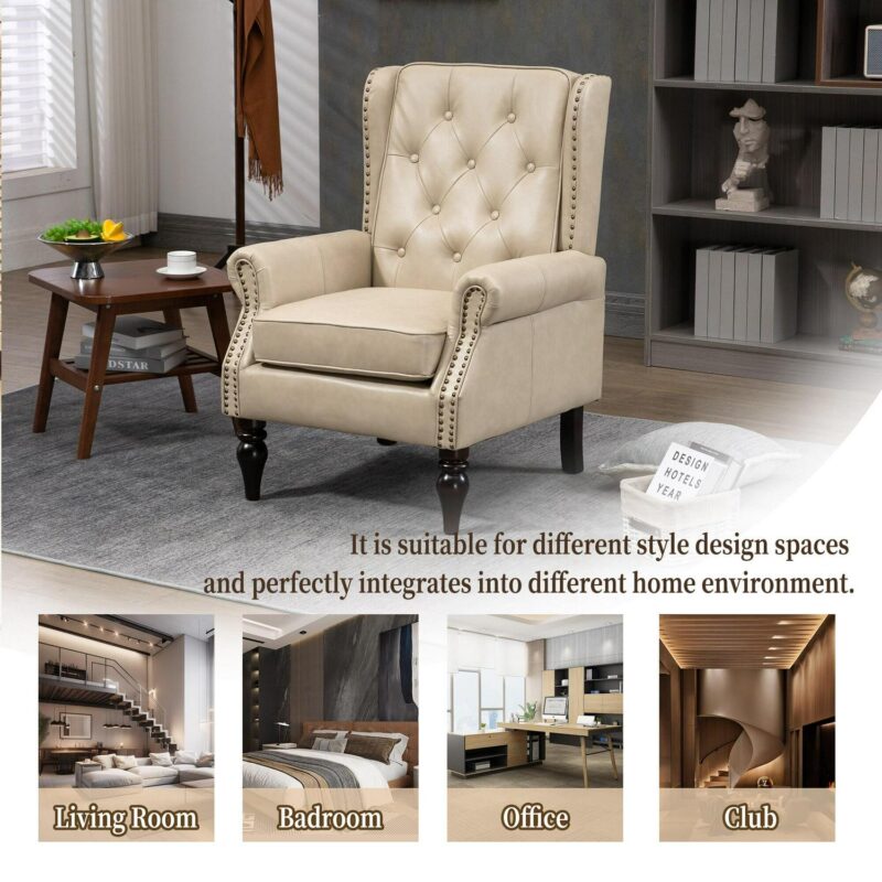 Damerin Modern Camel Faux leather Accent Chair - Image 11