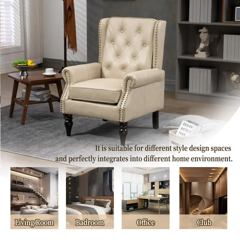 Damerin Modern Camel Faux leather Accent Chair - Image 11