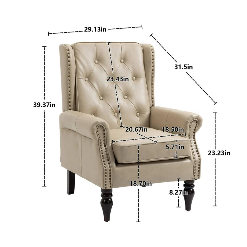 Damerin Modern Camel Faux leather Accent Chair - Image 4
