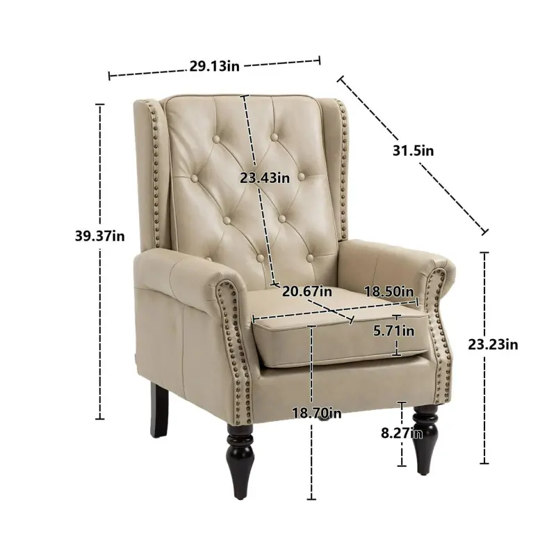 Damerin Modern Camel Faux leather Accent Chair - Image 4