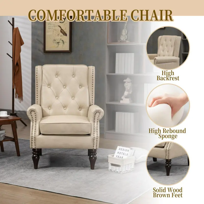 Damerin Modern Camel Faux leather Accent Chair - Image 13