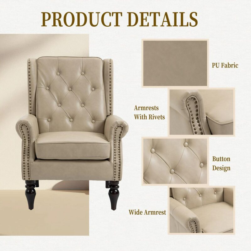 Damerin Modern Camel Faux leather Accent Chair - Image 10