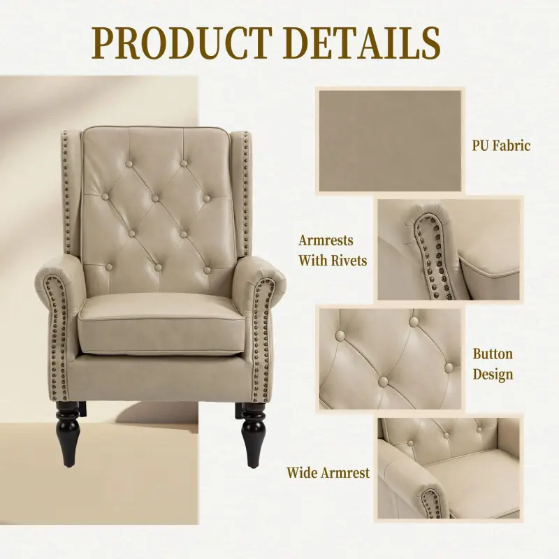 Damerin Modern Camel Faux leather Accent Chair - Image 10