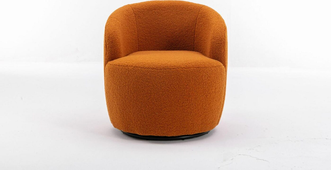 Damerin Modern Caramel Velvet Swivel Barrel Chair - Image 2