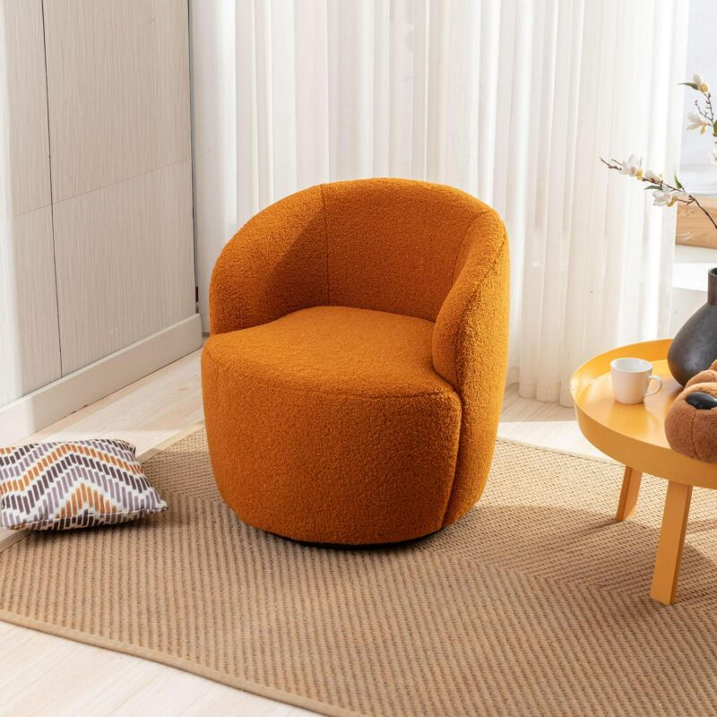 Damerin Modern Caramel Velvet Swivel Barrel Chair - Image 5