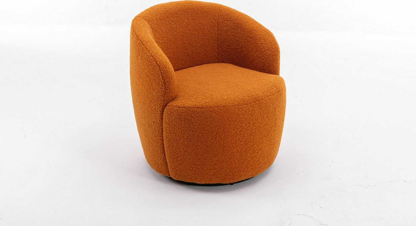 Damerin Modern Caramel Velvet Swivel Barrel Chair