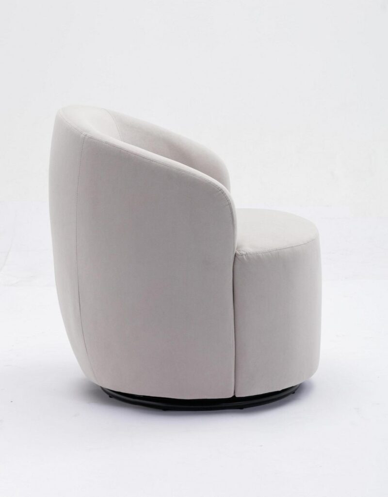 Damerin Modern Gray Velvet Swivel Barrel Chair - Image 3
